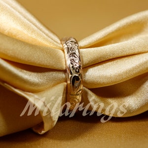 107801 14k Gold Texture ring, 4mm width image 2