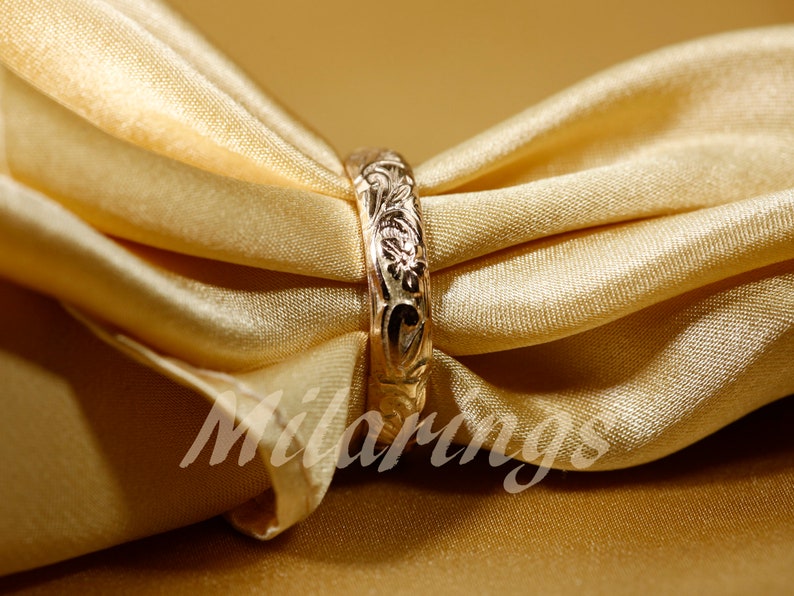 107801 14k Gold Texture ring, 4mm width image 2