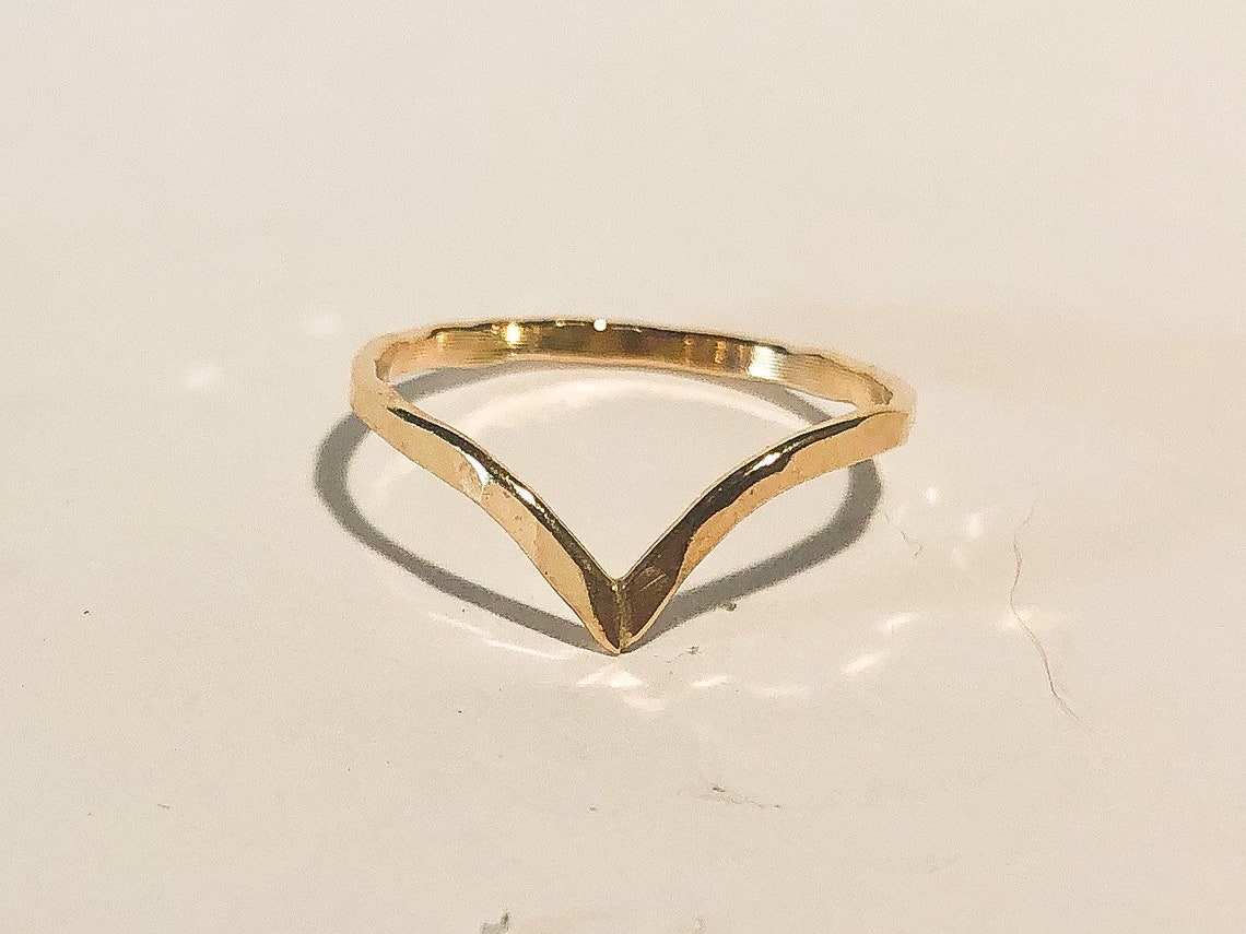 Yellow gold filled V ring 14K gold filled V ring Gold V Etsy