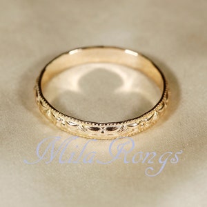 Anello texture riempito in oro 14k, anello in argento, anello riempito in oro rosa larghezza 2,8 mm ZP118 Gold filled