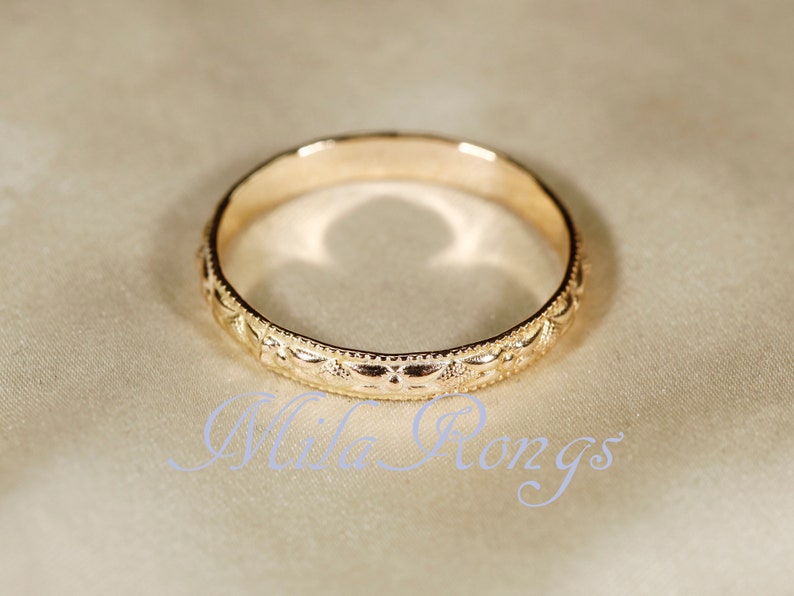 Anello texture riempito in oro 14k, anello in argento, anello riempito in oro rosa larghezza 2,8 mm ZP118 Gold filled