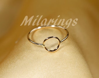 14K Yellow Gold Filled Circle Ring - 6mm Statement Ring
