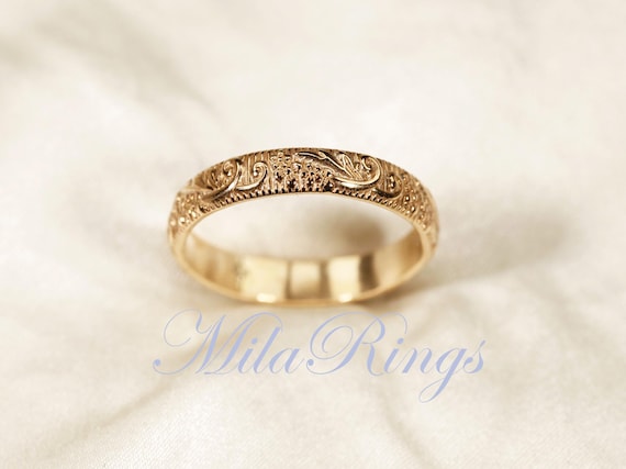 14k Gold Filled Texture Ring 3.8mm Width ZP-166 - Etsy