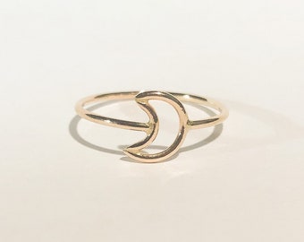 14K Gold Filled Moon Ring: Celestial Statement Jewelry