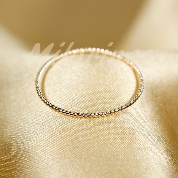 0.8mm TWIST wire ring, 14K gold filled , Rose gold filled, Sterling silver