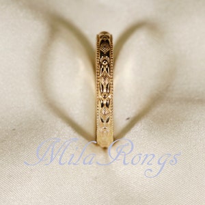 Anillo de textura relleno de oro de 14k, anillo de plata, anillo relleno de oro rosa de 2,8 mm de ancho ZP118 imagen 2