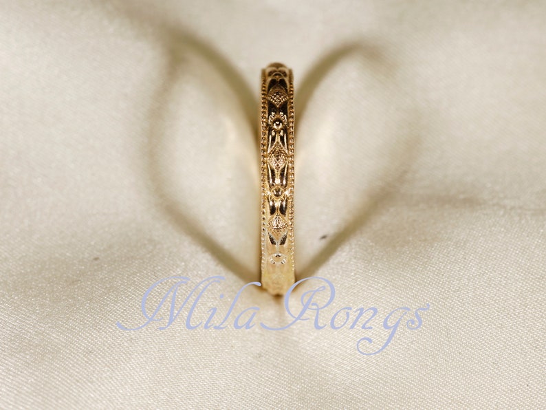 Anillo de textura relleno de oro de 14k, anillo de plata, anillo relleno de oro rosa de 2,8 mm de ancho ZP118 imagen 2