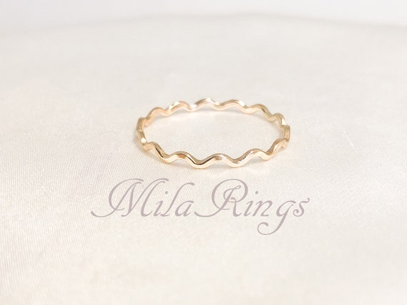 14K Gold Filled Wave-B Ring: Minimalist Wire Jewelry
