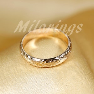 107801 14k Gold Texture ring, 4mm width image 6