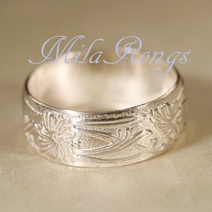 102107 Sterling silver texture ring, 7.7mm image 1