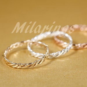 TWIST6 14k Gold filled Texture ring, Silver ring, Rose gold filled ring 2.3mm width image 9