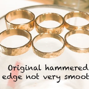 Pierścionek z młotkowanego złota 14k. Młotkowane obrączki do cygar (3-8 mm) zdjęcie 4