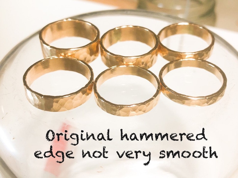 Pierścionek z młotkowanego złota 14k. Młotkowane obrączki do cygar (3-8 mm) zdjęcie 4