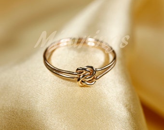 RXR-14K Yellow Gold Filled Double Knot Ring, Sterling Silver and Rose Color Available