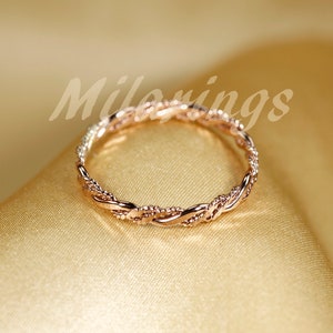 TWIST6 14k Gold filled Texture ring, Silver ring, Rose gold filled ring 2.3mm width rose gold filled