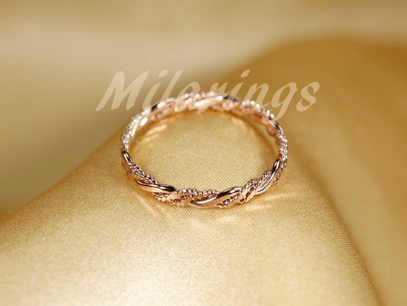 TWIST6 14k Gold filled Texture ring, Silver ring, Rose gold filled ring 2.3mm width rose gold filled