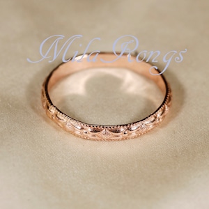 14k Gold filled Texture ring, Silver ring, Rose gold filled ring 2.8mm width ZP118 Rose gold filled