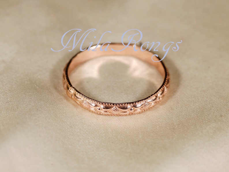 14k Gold filled Texture ring, Silver ring, Rose gold filled ring 2.8mm width ZP118 Rose gold filled