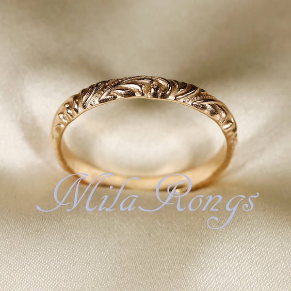 14k Gold filled Texture ring,  Silver ring, Rose gold filled ring   2.8mm width  ZP104