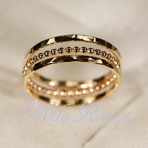 14K Gold Filled Ring Set: Sterling Silver & Rose Gold