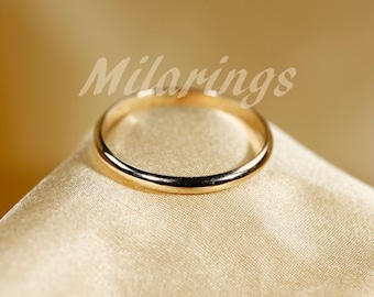 2mm  HALF round  wire ring,  14K yellow gold filled, Sterling Silver, Rose gold filled.