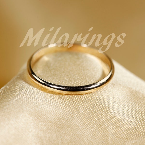2mm  HALF round  wire ring,  14K yellow gold filled, Sterling Silver, Rose gold filled.
