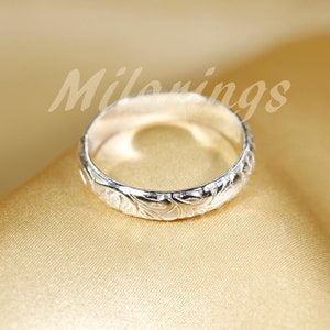 107801 14k Gold Texture ring, 4mm width image 7