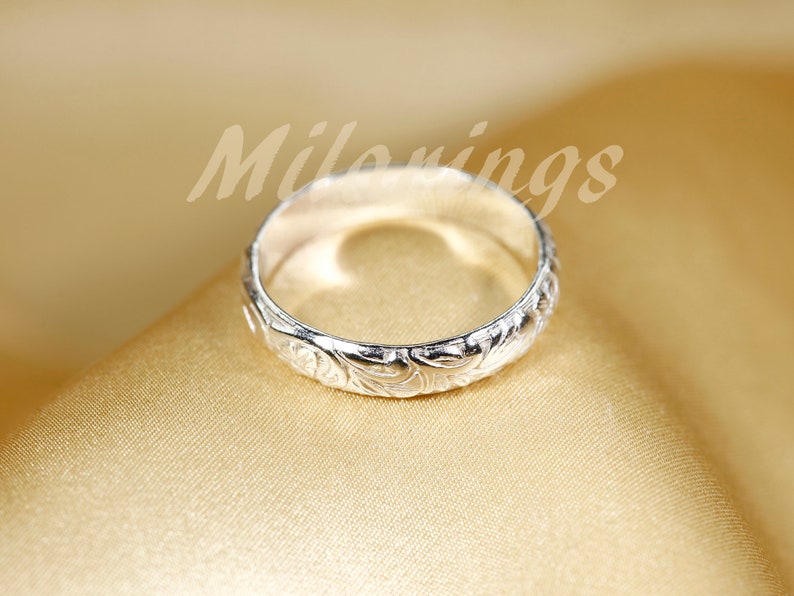 107801 14k Gold Texture ring, 4mm width image 7