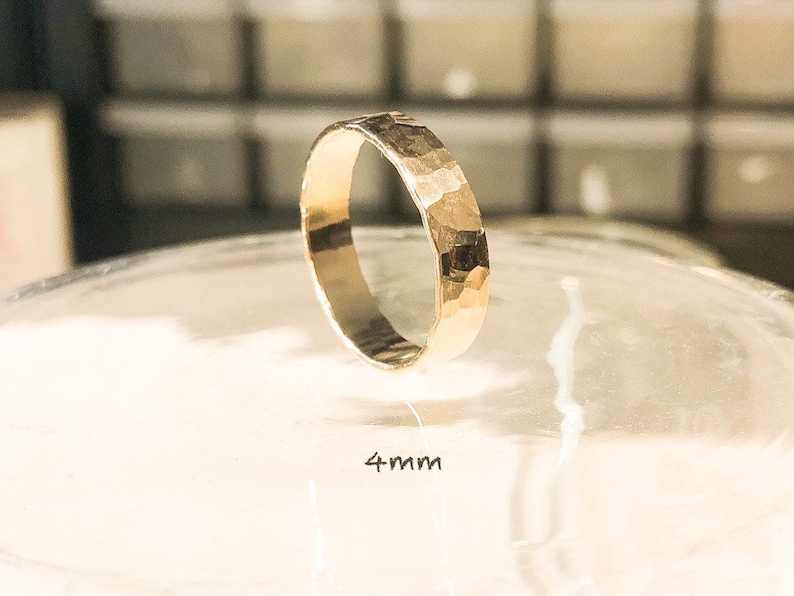 4mm 14k Gold Filled ring, Hammered Ring, image 2