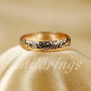 107801 14k Gold Texture ring, 4mm width image 3