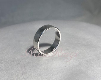 5mm     925  Sterling Silver Hammered ring,