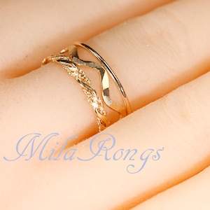 14K Gold Filled Ring Set: Twist, Wave & Round Wire