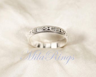 ZP118W - Bague en argent sterling faite main - Largeur 3,8 mm