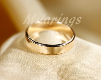 Bague lisse de 4,5 mm, bague remplie d’or 14 carats, bague argentée, bague remplie d’or rose.