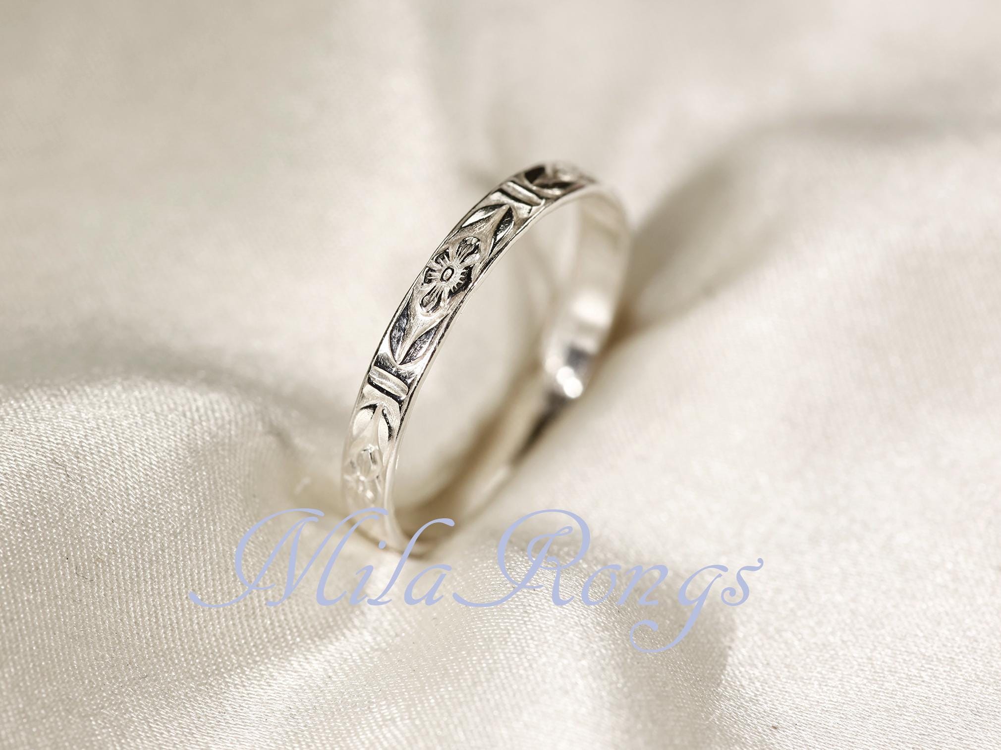 Silver Ring Patterned 102124 925 Sterling Silver Pattern Ring, 2.8mm Width - Etsy