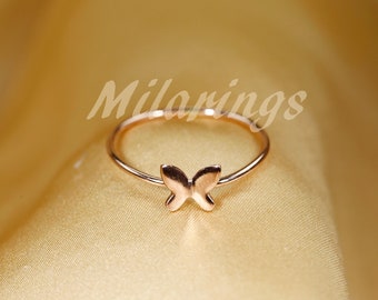 Butterfly    ROSE  gold filled butterfly  ring