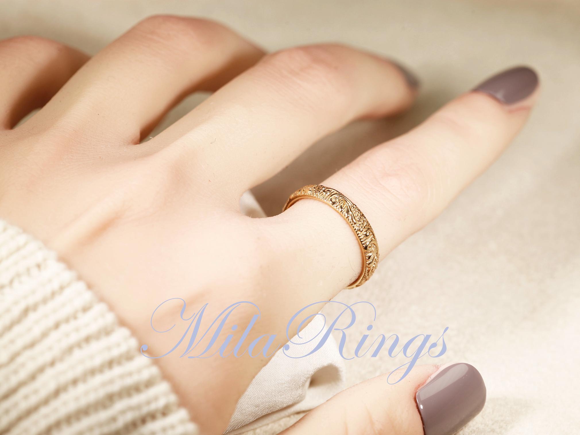 14k Gold Filled Texture Ring 3.8mm Width ZP-166 - Etsy