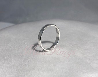 3mm     925  Sterling silver hammered ring,