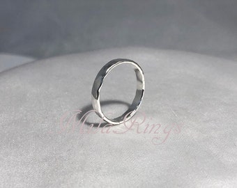 Bague martelée en argent sterling 925 de 3 mm,