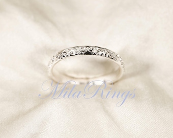 Bague à motif en argent sterling ZP105 - anneau unique (2,6 mm)