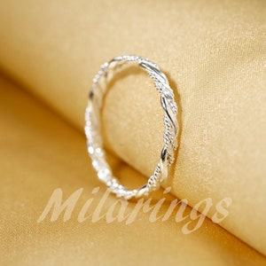 TWIST6 14k Gold filled Texture ring, Silver ring, Rose gold filled ring 2.3mm width image 7