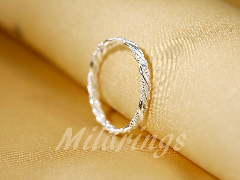 TWIST6 14k Gold filled Texture ring, Silver ring, Rose gold filled ring 2.3mm width image 7