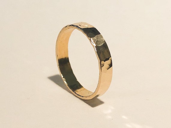 4mm 14k Gold Filled Hammered Ring, 4mm Wide Cigar Band, Can be worn Everyday.