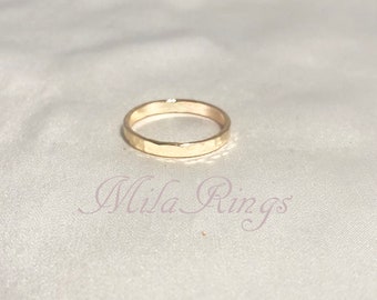 2.5mm    Flat wire   Hammered Ring, Gold Filled Rings