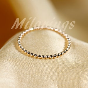 1.5 mm Full-bead  ring, 14K gold filled Stackable Bead Ring.