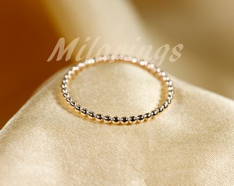 1.5 mm Full-bead  ring, 14K gold filled , Rose Gold  Filled,  Silver