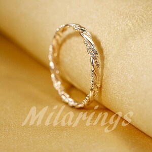 TWIST6 14k Gold filled Texture ring, Silver ring, Rose gold filled ring 2.3mm width image 6