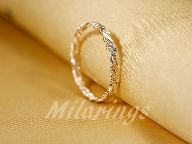 TWIST6 14k Gold filled Texture ring, Silver ring, Rose gold filled ring 2.3mm width image 6