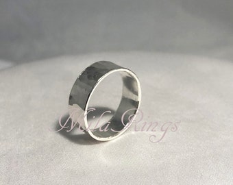 7mm        925 Sterling ring,   Hammered