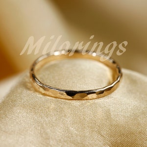 2mm Gold Filled Ring,  Hammered Ring,